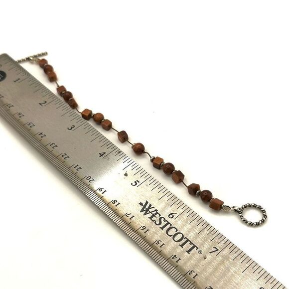 Sterling silver and goldstone beaded bracelet - Picture 4 of 7